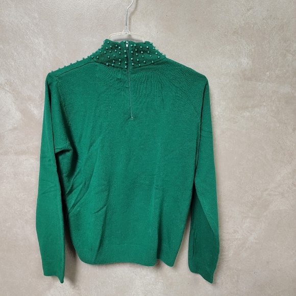 Vintage BFA Classics Green Beaded Sweater Size M - Picture 5 of 8
